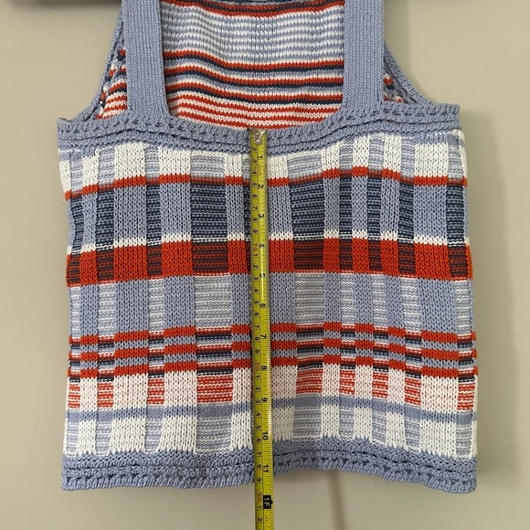 Banana Republic Blue Orange and White Plaid Apron Sweater Knit Tank Top - Picture 16 of 16